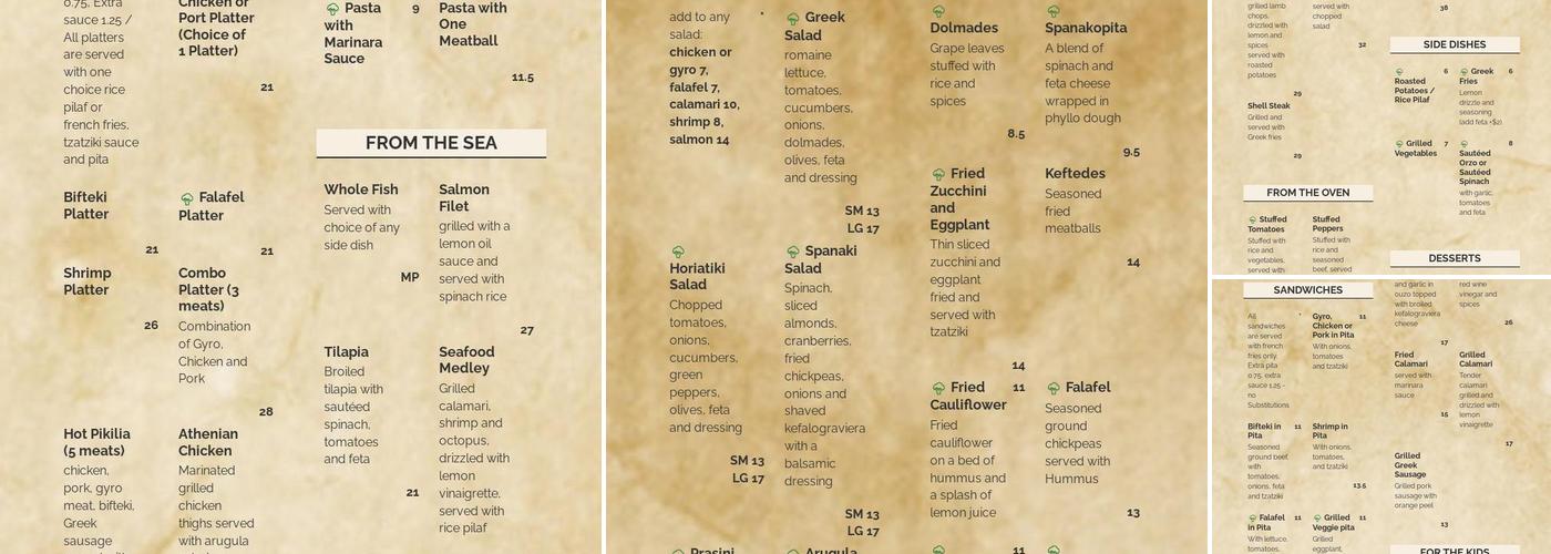 Sofia's Mediterranean Grill Menu