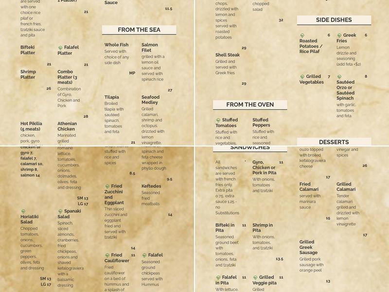 Sofia's Mediterranean Grill Menu