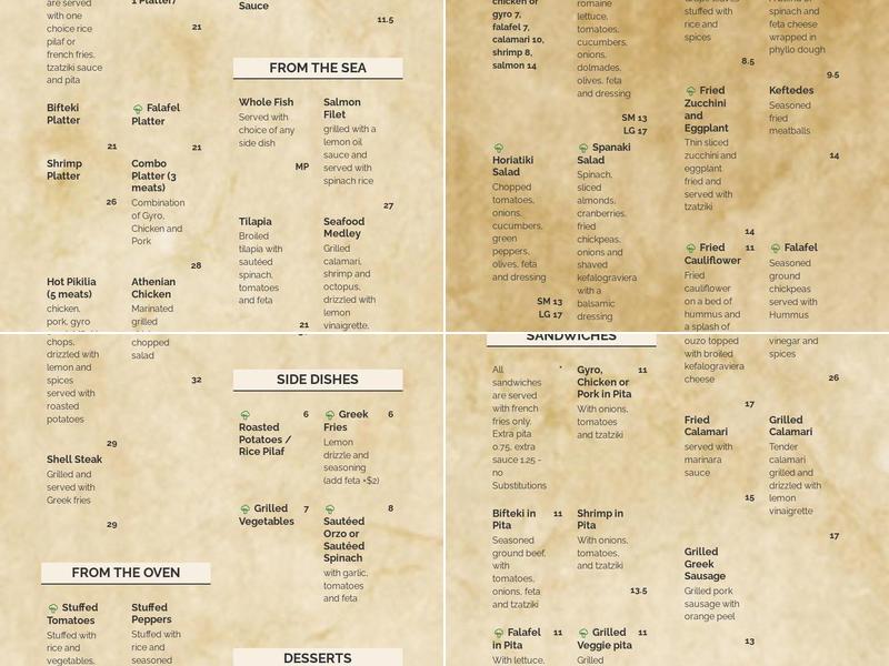 Sofia's Mediterranean Grill Menu