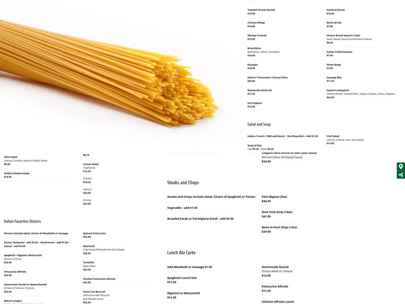Saputo's Menu