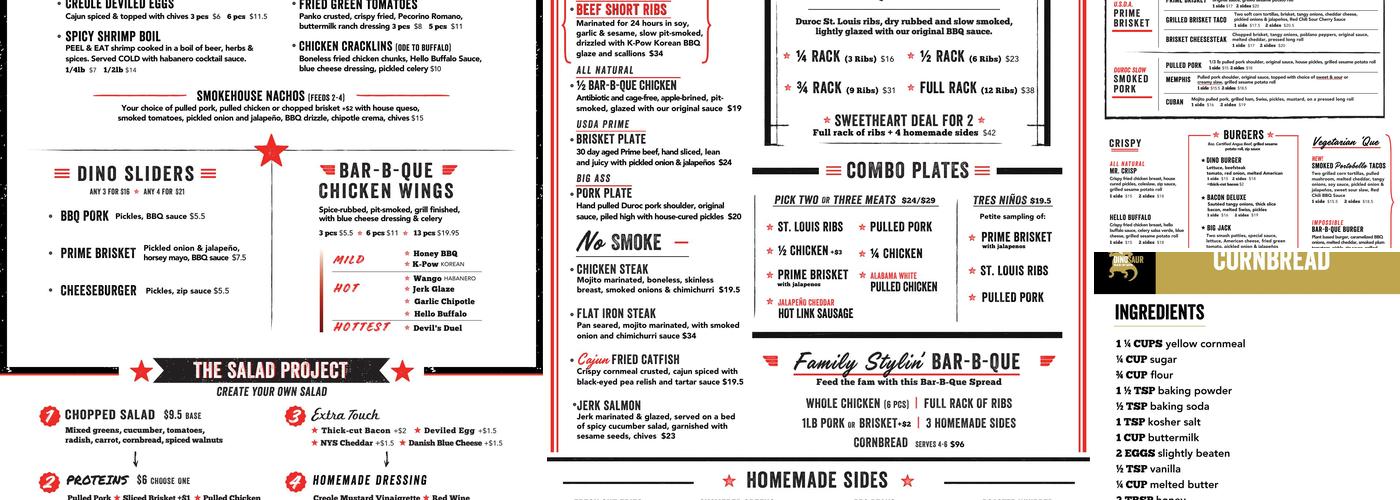 Dinosaur Bar-B-Que Menu