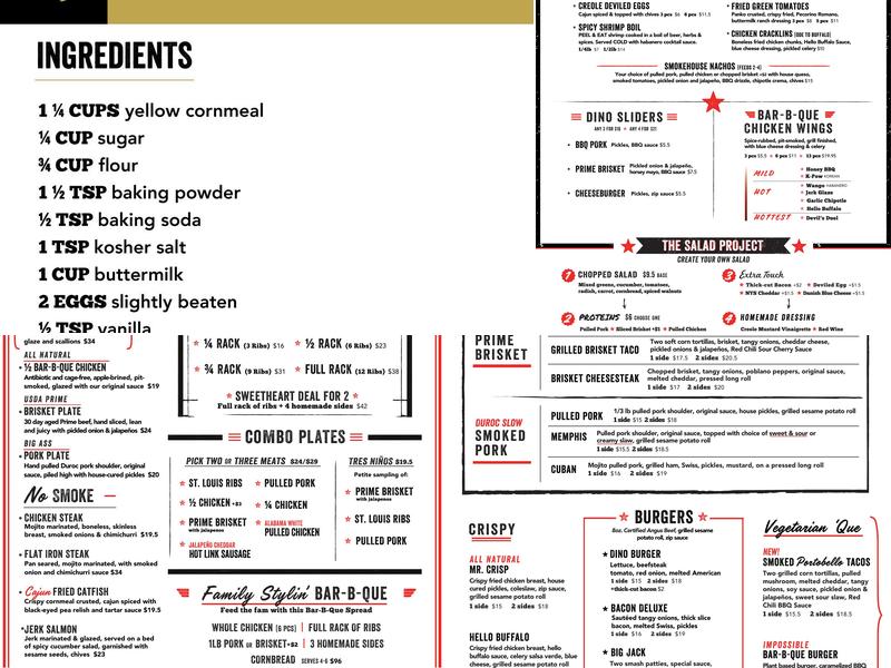 Dinosaur Bar-B-Que Menu