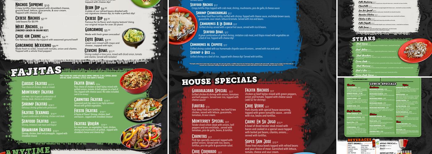 Monterrey Mexican Restaurant Menu