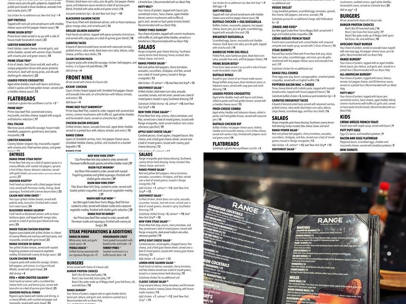 Range Restaurant + Cocktail Bar Menu