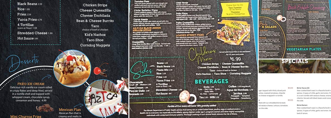 AZ-T-CA Mexican Grill Menu