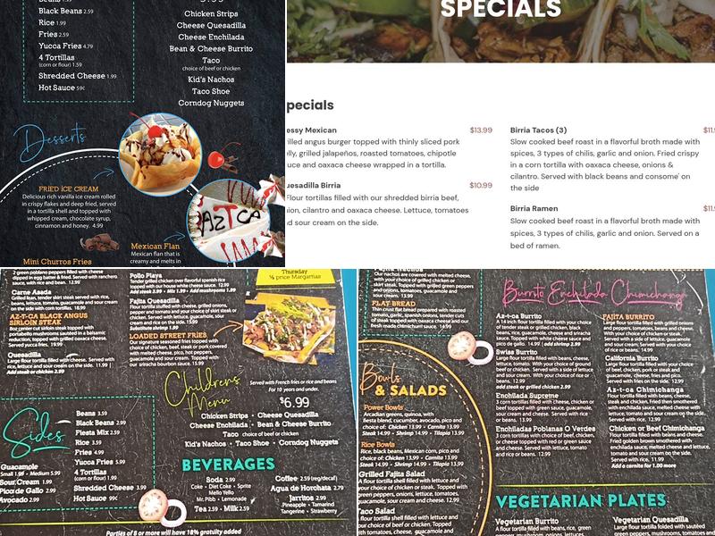AZ-T-CA Mexican Grill Menu