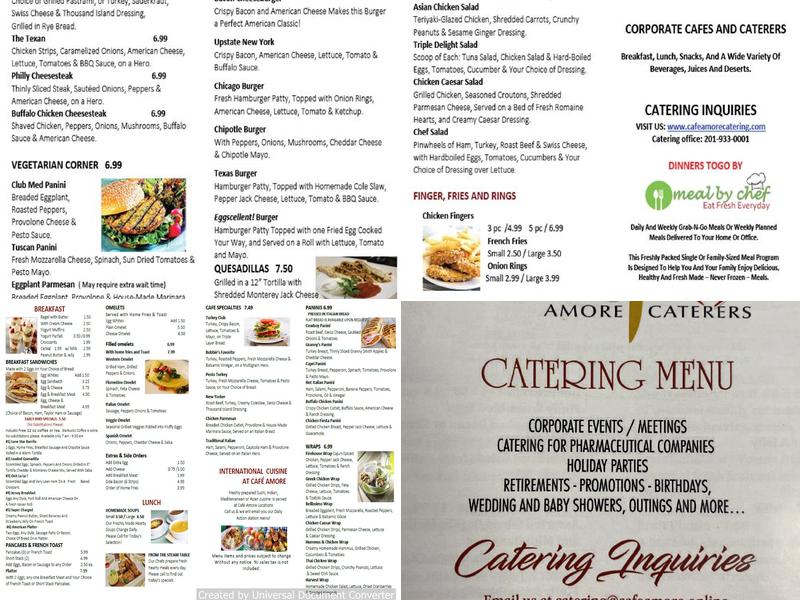 cafe Amore Menu