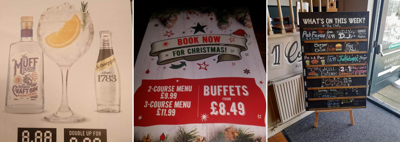 The Oak Sutton Coldfield Menu