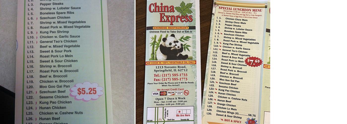 China Express Menu