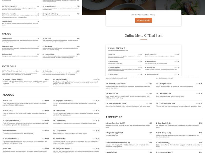 Thai Basil Menu