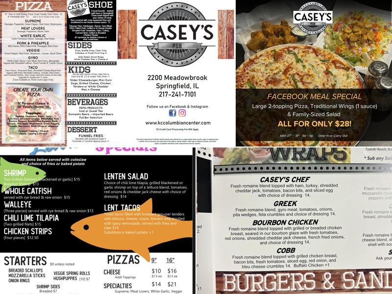 Casey's Pub Menu