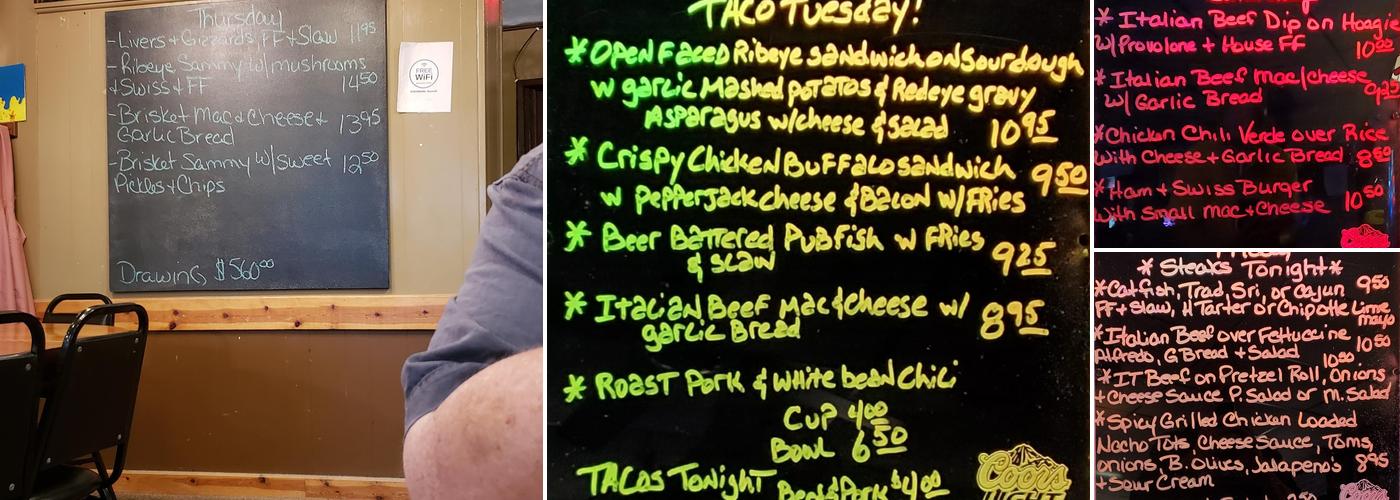 Smokeys bar and grill Menu