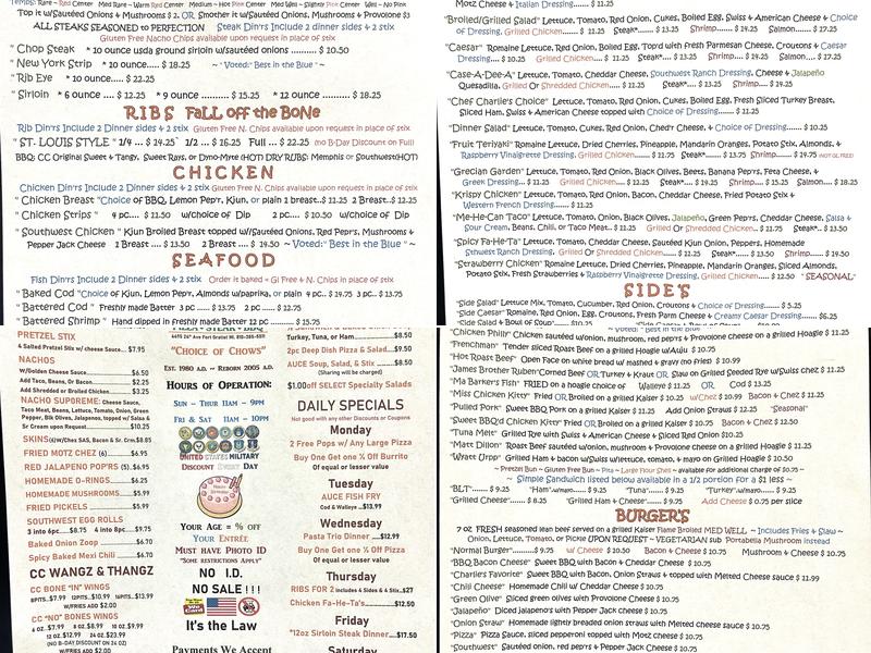 Cheap Charlie's Menu