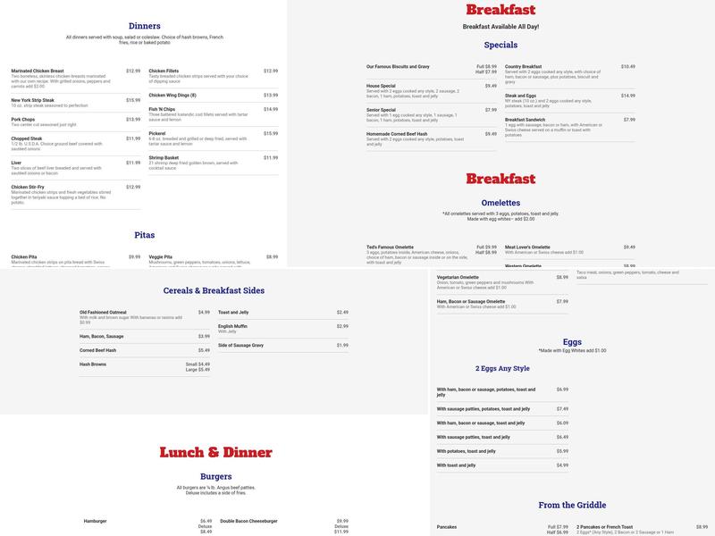 Ted's Coney Island Menu