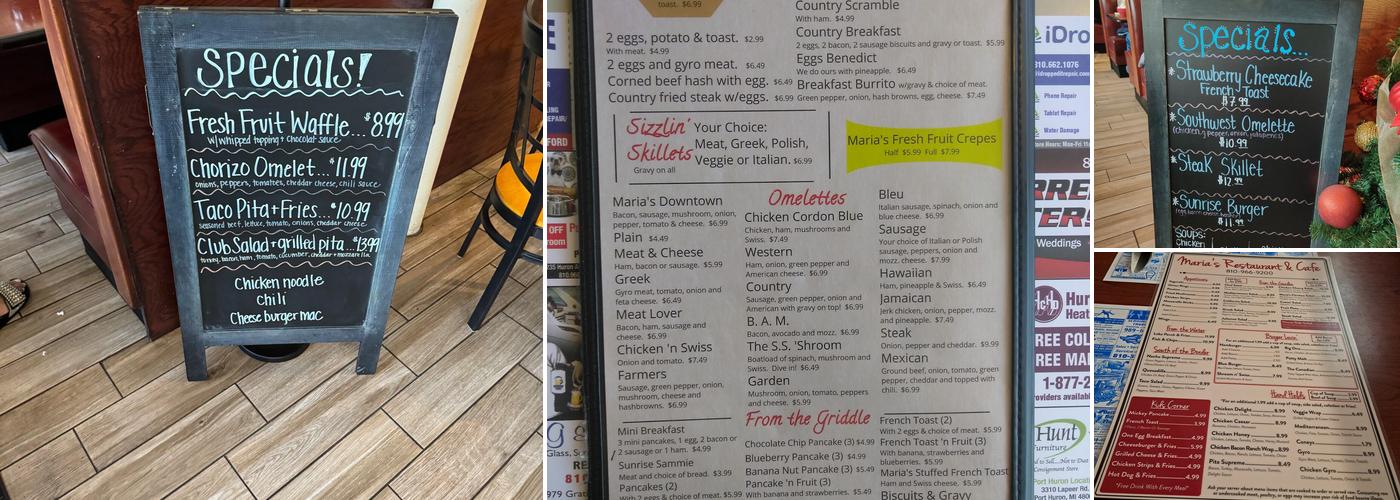 Maria's Downtown Cafe Menu