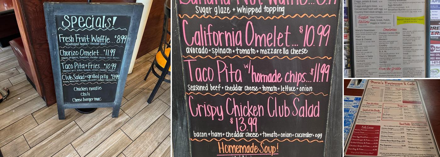 Maria's Downtown Cafe Menu