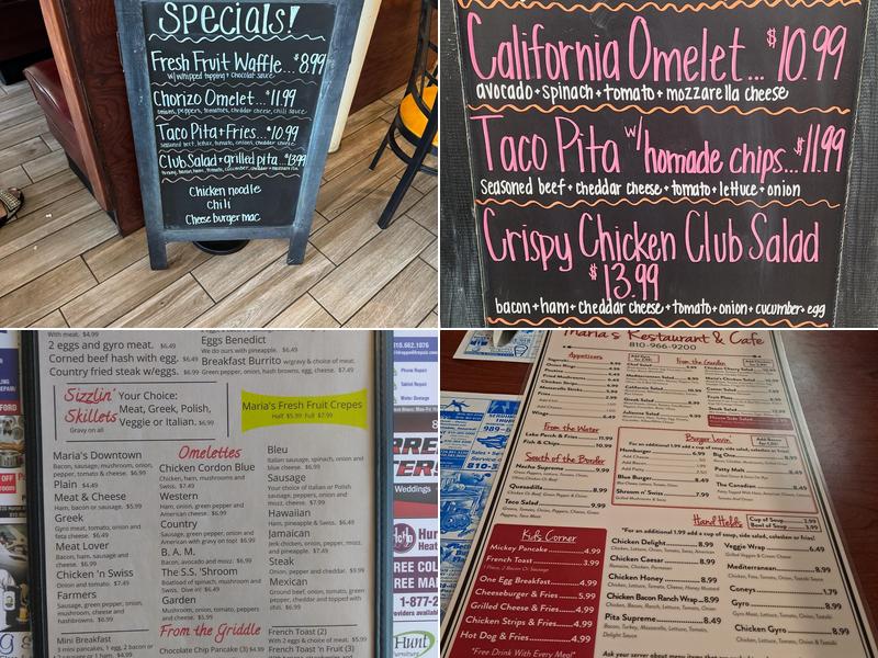 Maria's Downtown Cafe Menu