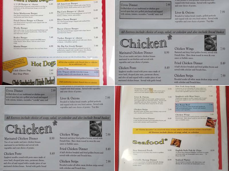 Lazy Jack's Hideaway Menu