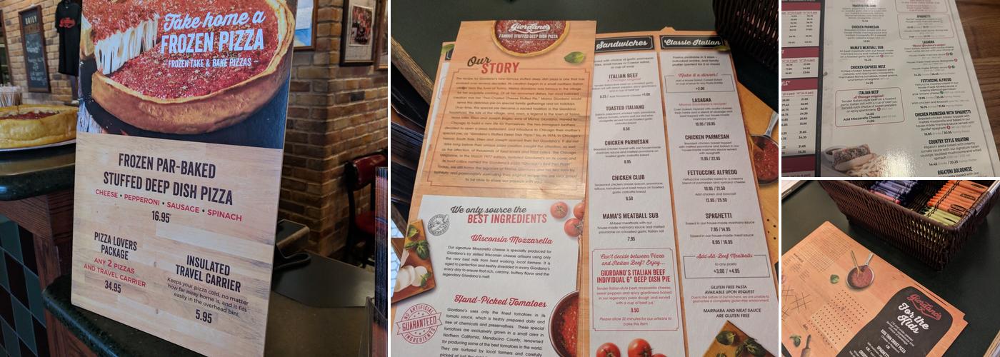 Giordano's Menu
