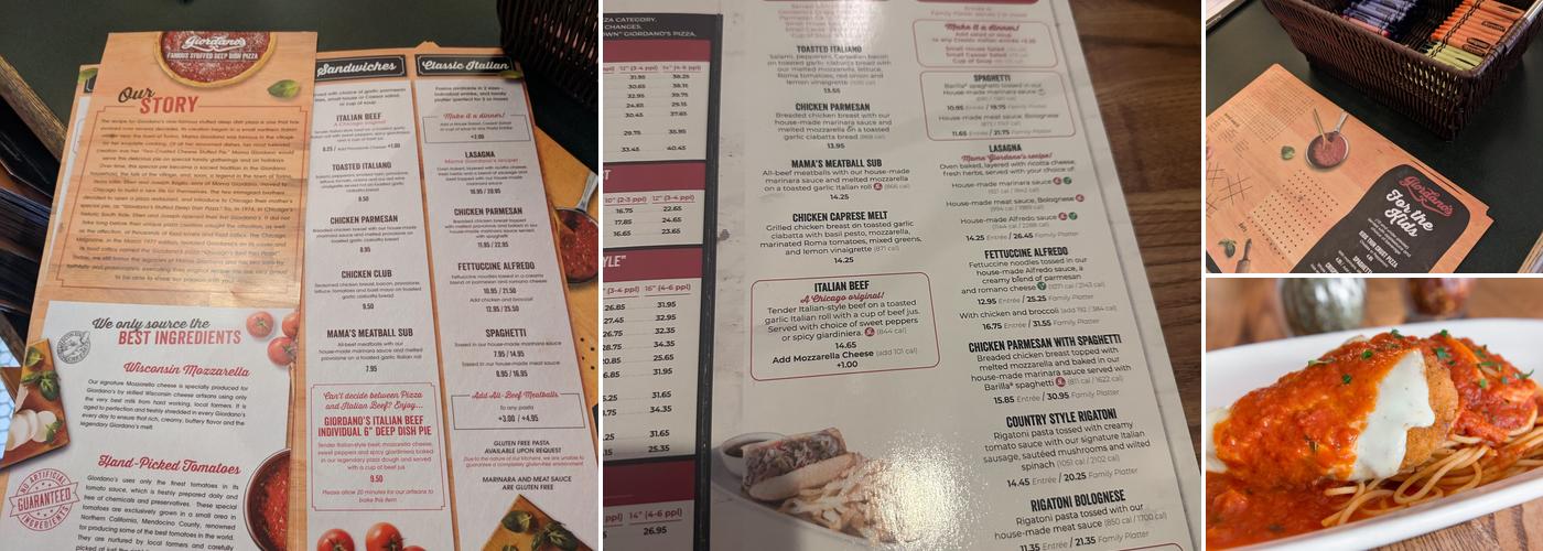 Giordano's Menu