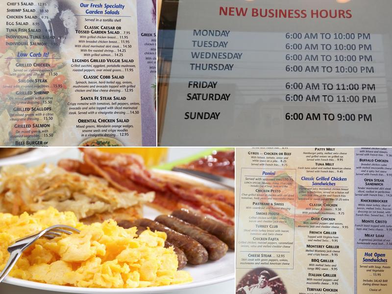 Legends Diner Menu