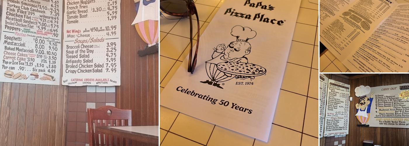 Papa's Pizza Place Menu