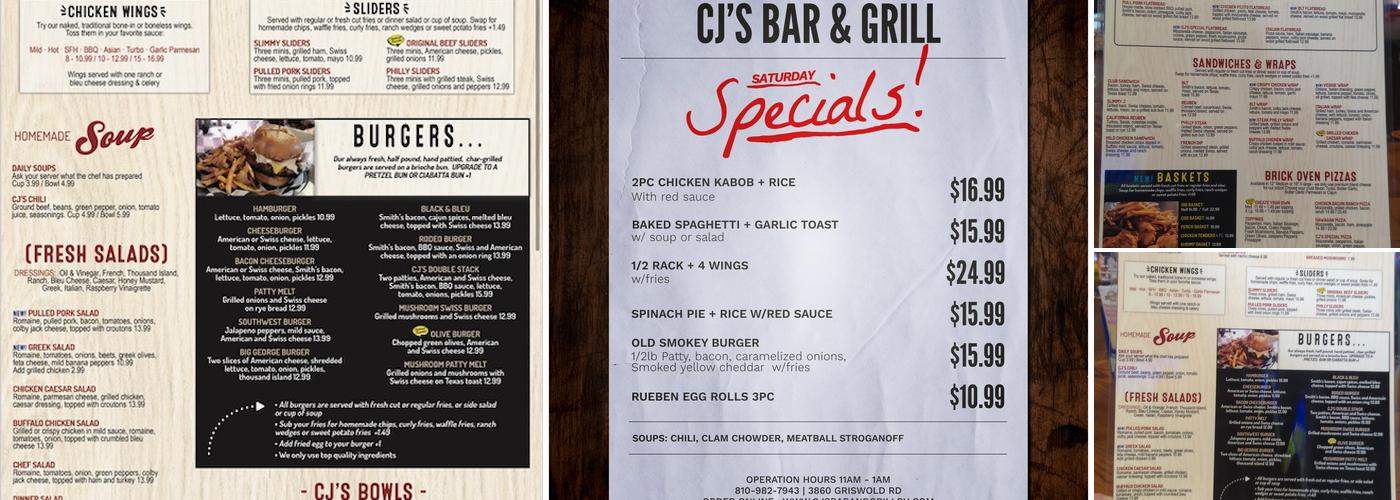 CJS Bar Grill Menu