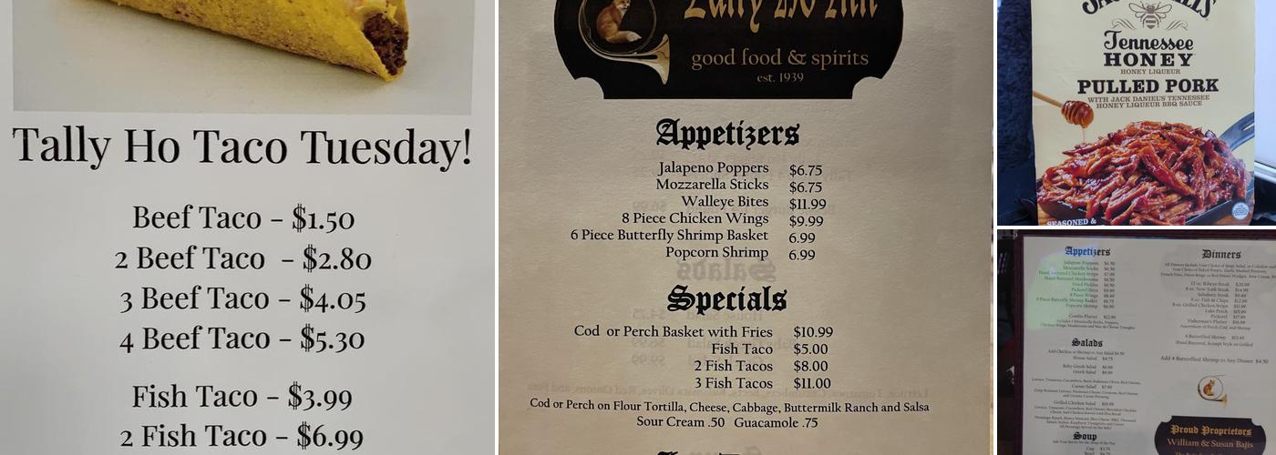Tally Ho Bar & Grill Menu