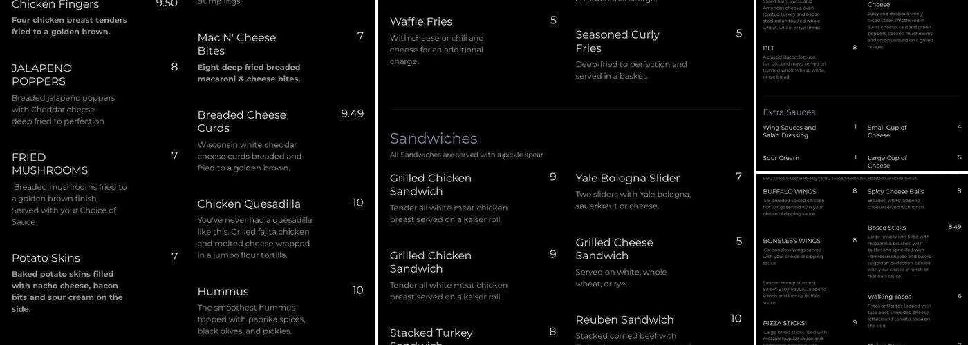 Zebra Lounge Menu
