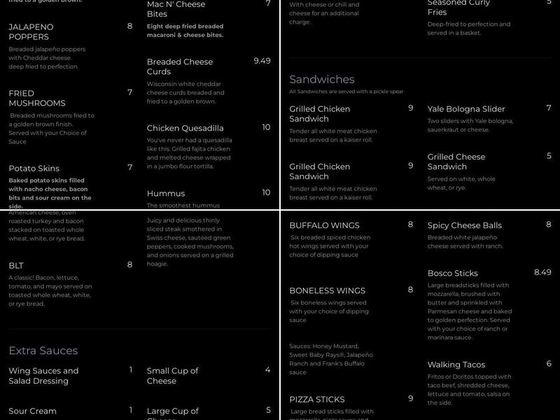 Zebra Lounge Menu