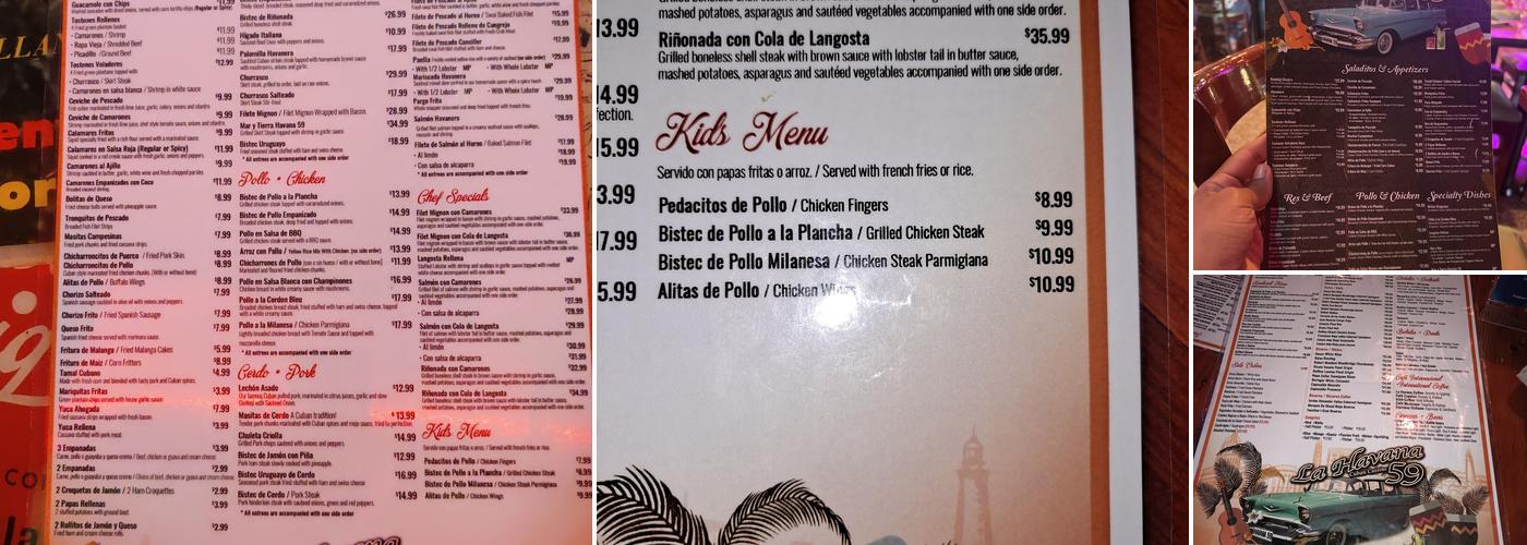 La Havana 59 Menu