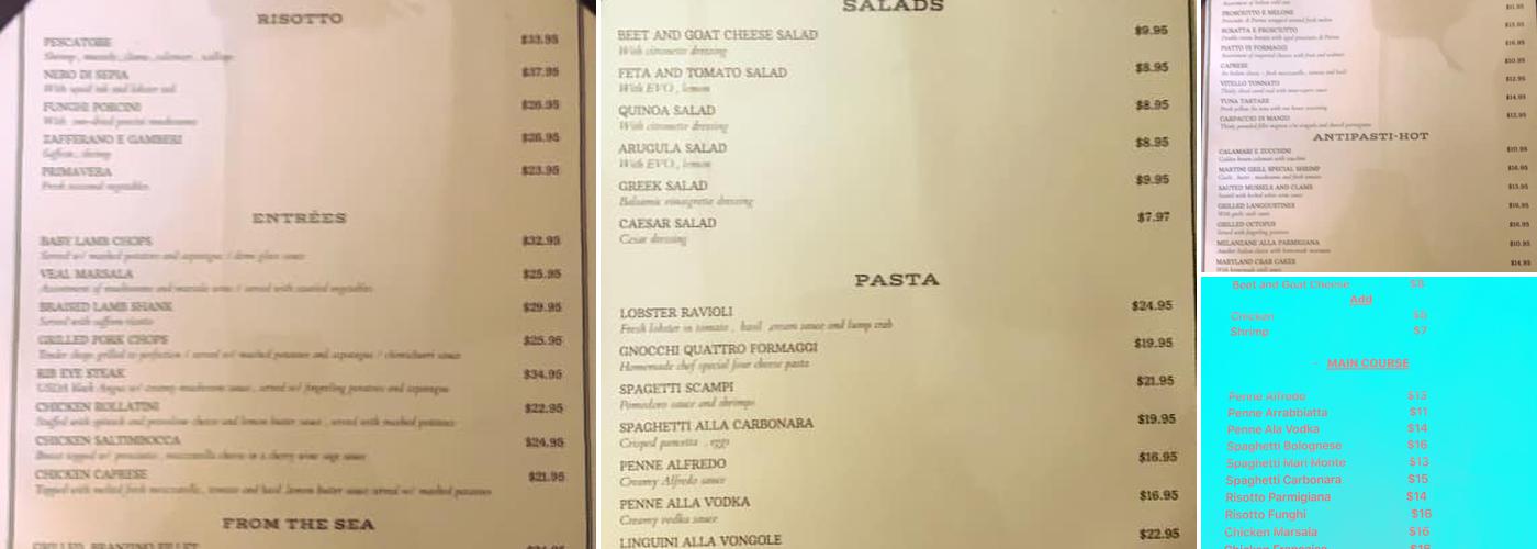 Martini Grill Menu