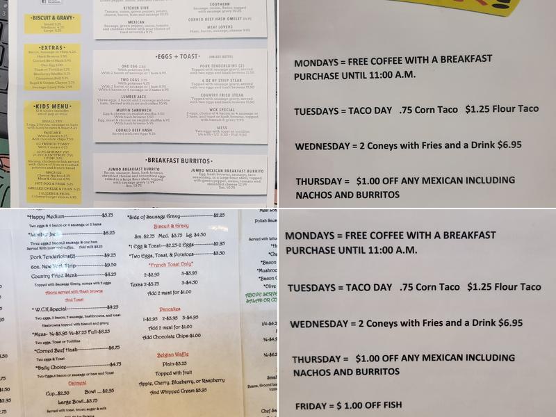 Wadham's Country Kitchen Menu