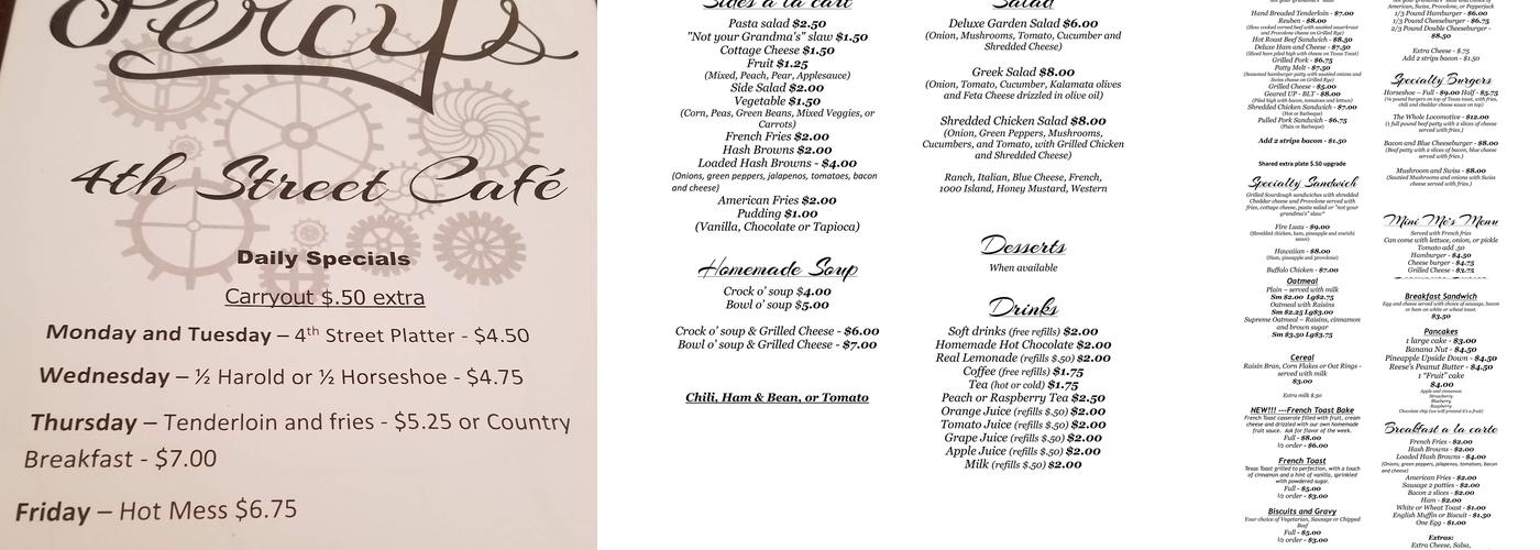 4th Street Cafe Menu