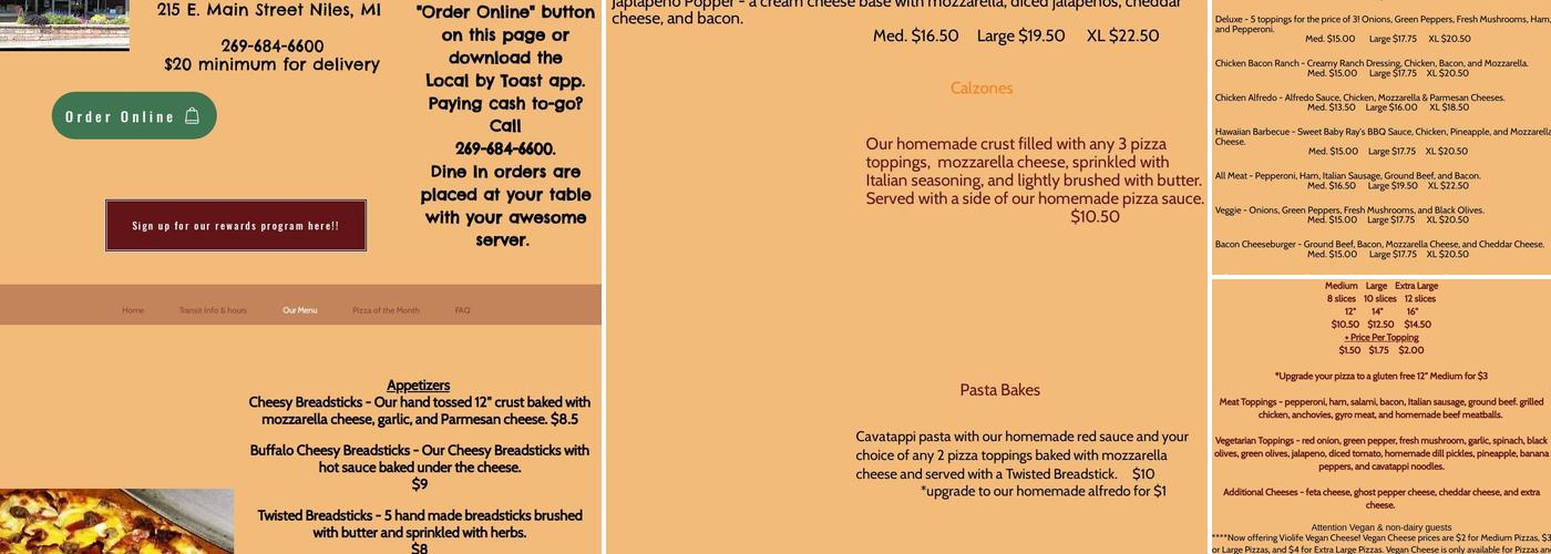 Pizza Transit Menu