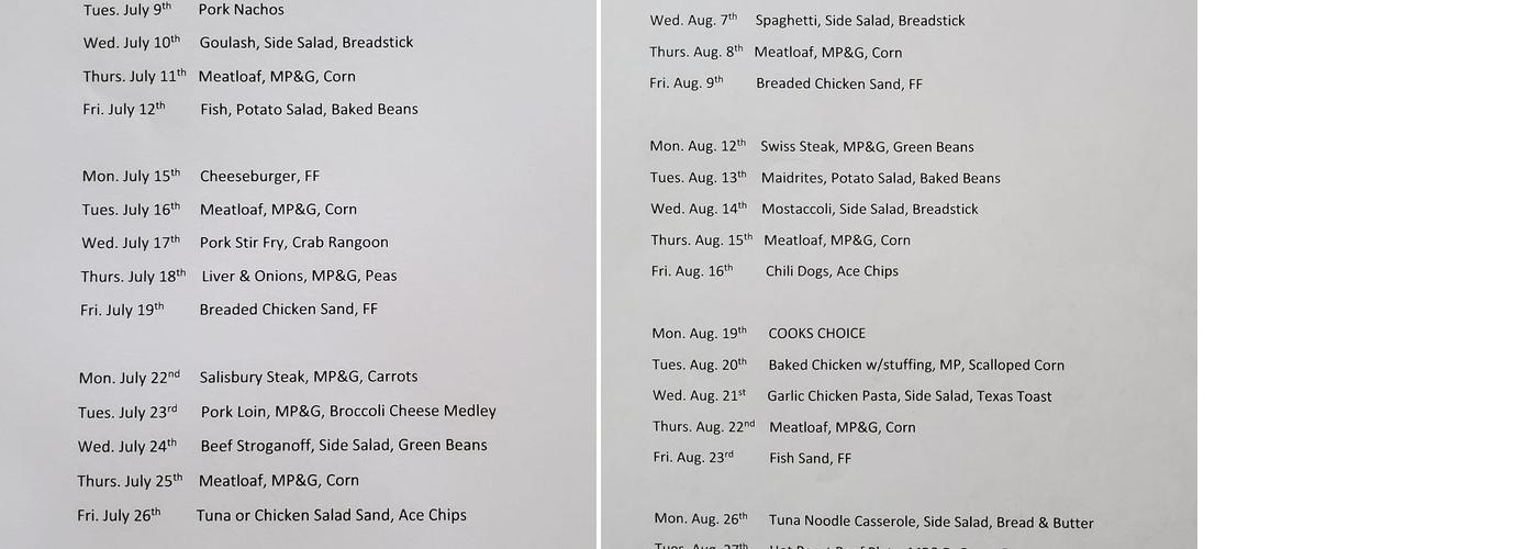 Long Branch Restaurant Menu