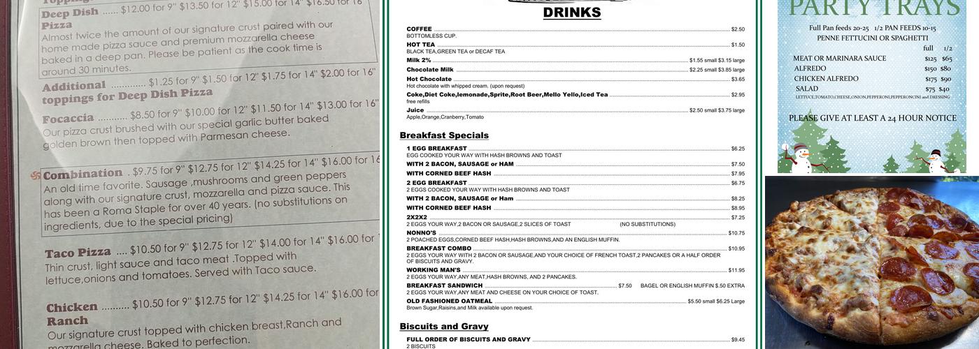 Roma Pizza Menu