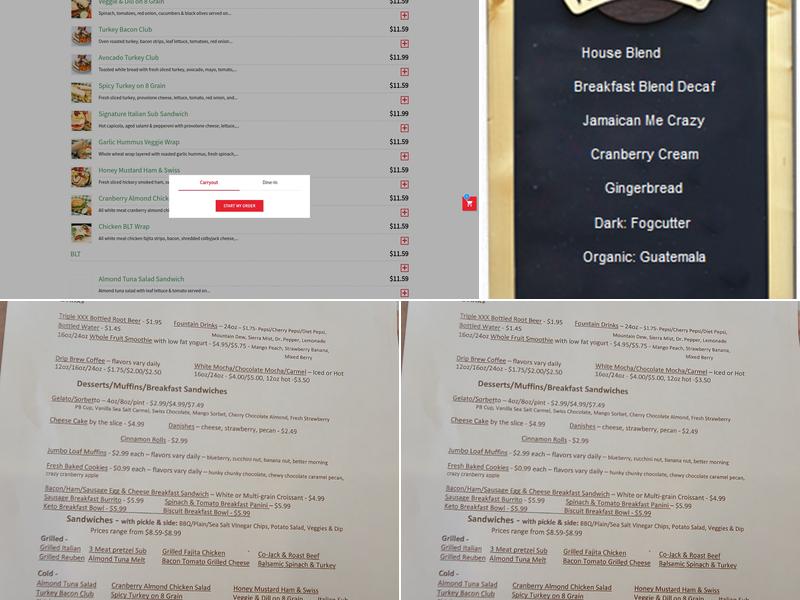 Coffee Spot Cafe Menu