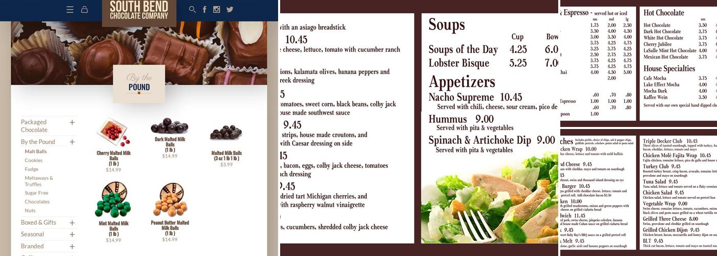 Chocolate Cafe Menu