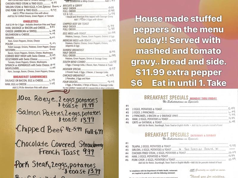 Sunrise Cafe Menu