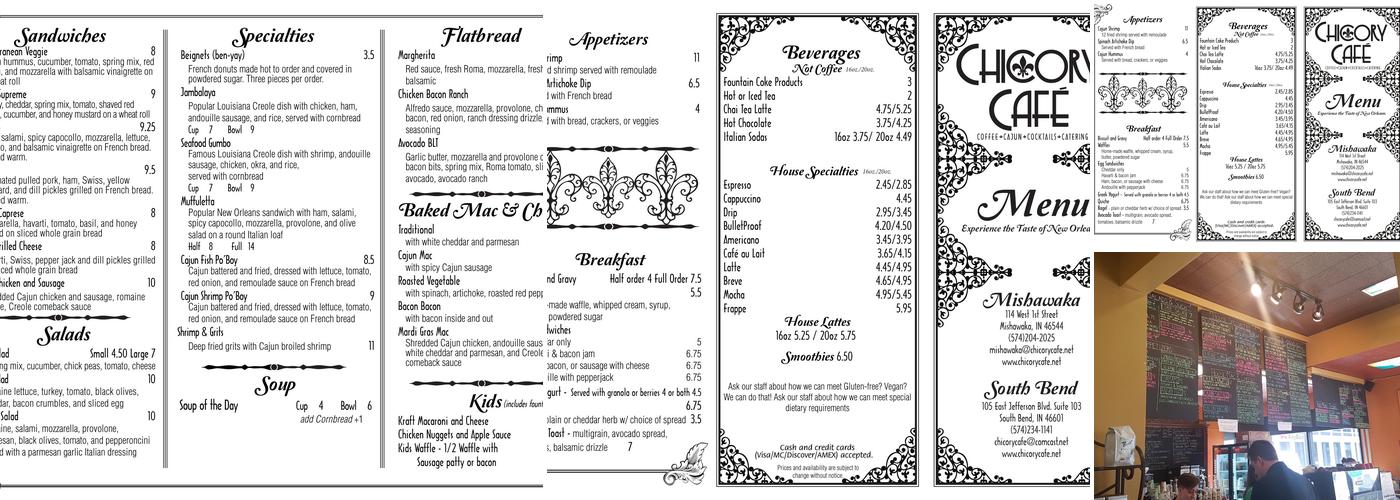 Chicory Cafe Menu