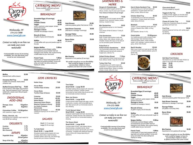 Curve Cafe Menu