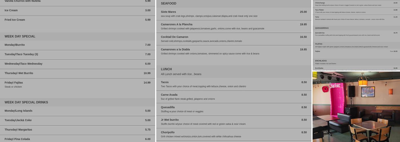 El Sol Azteca Menu