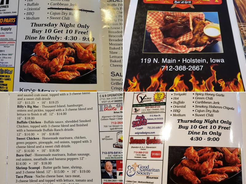 Backdraft Bar and Grill Menu