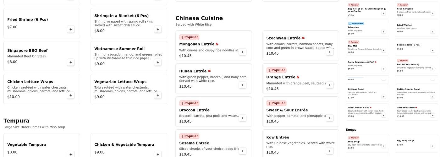 Jin 28 Menu