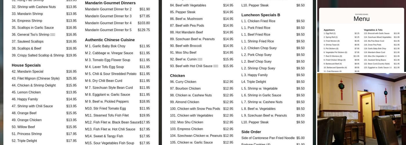 Mandarin House Menu