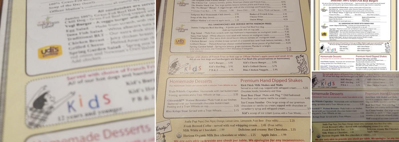 2Toots Train Whistle Grill Menu