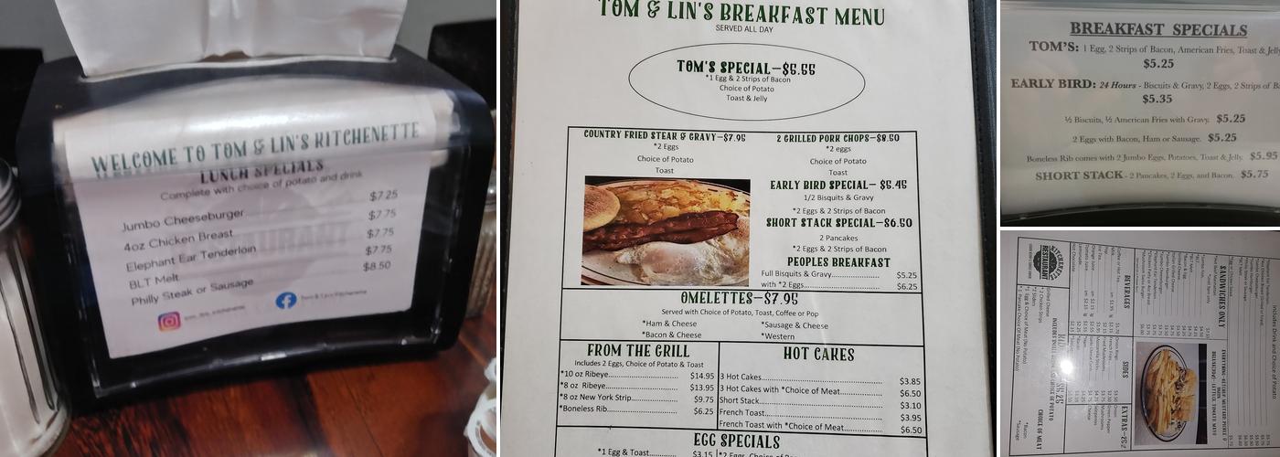 Tom & Lin's Kitchenette Menu