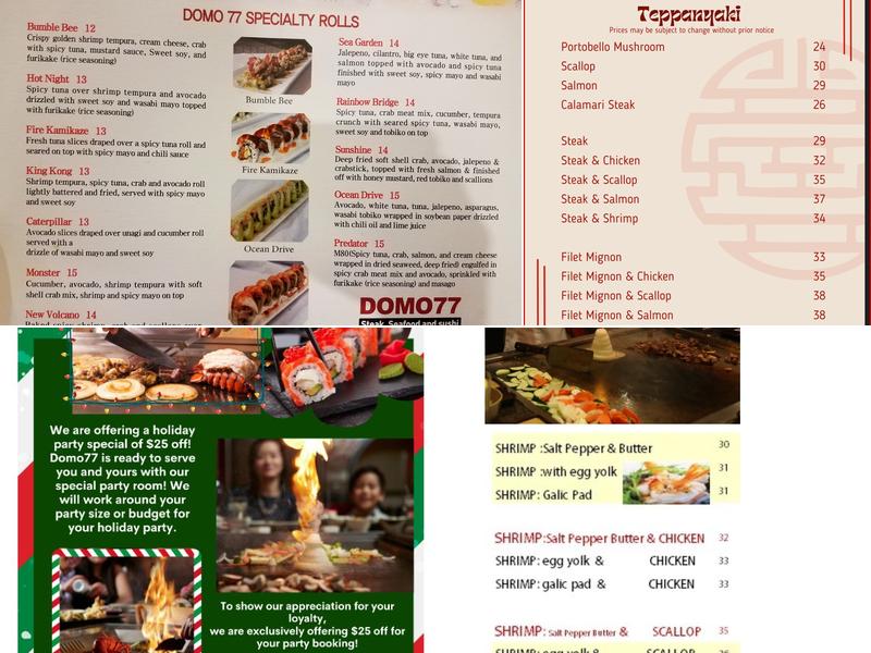 Domo 77 Menu