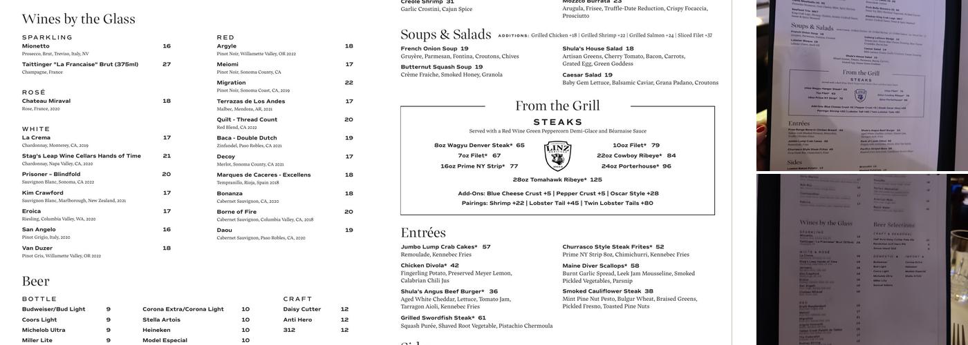 Shula's Steak House Menu